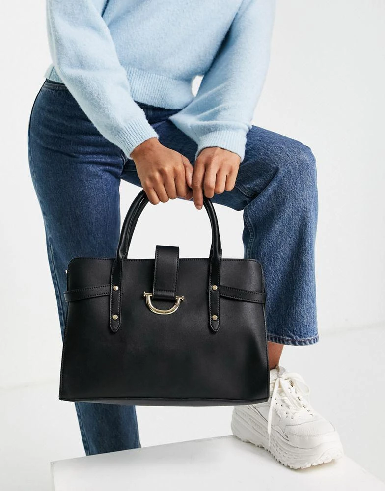 商品ASOS|ASOS DESIGN tote bag in black with gold hardware ,价格¥181,第2张图片详细描述