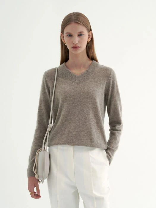 商品LOEIL|Premium Soft V-neck Knit (Cocoa),价格¥531,第1张图片