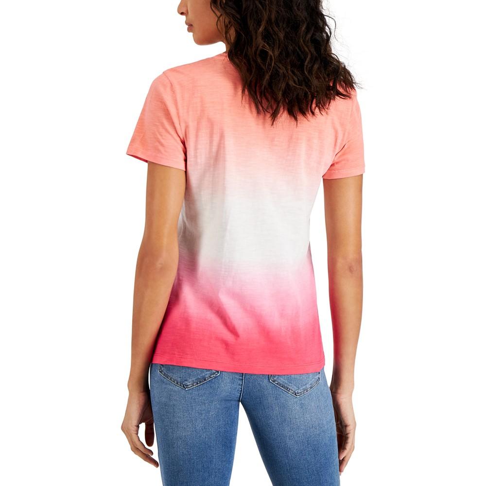 Women's Cotton Dip-Dyed T-Shirt商品第2张图片规格展示