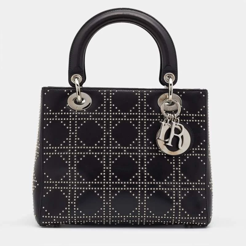 商品[二手商品] Dior|Dior Black Embellished Cannage Leather Medium Lady Dior Tote,价格¥15590,第1张图片
