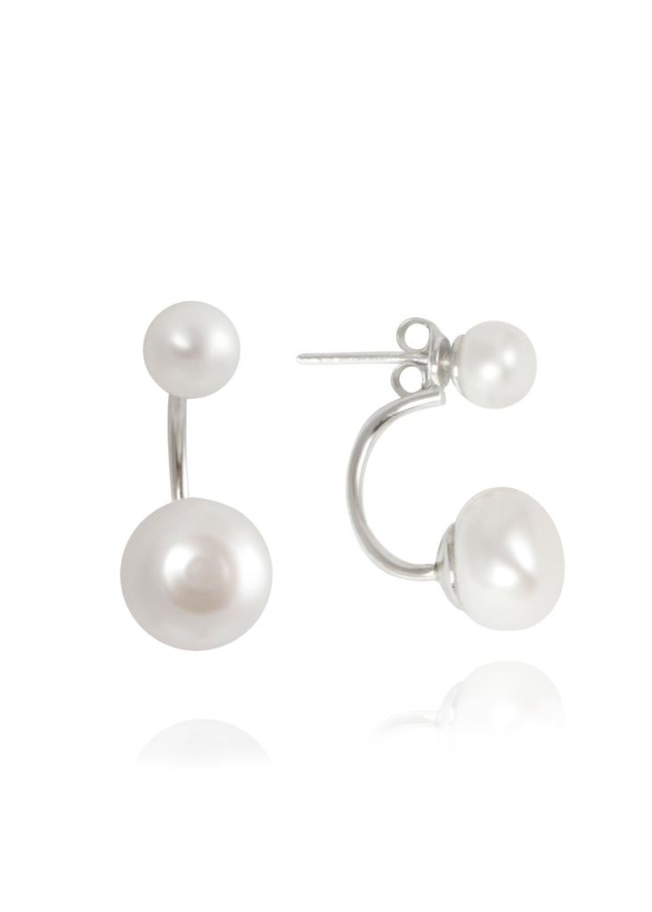 Pearl piercing sterling silver earrings商品第1张图片规格展示