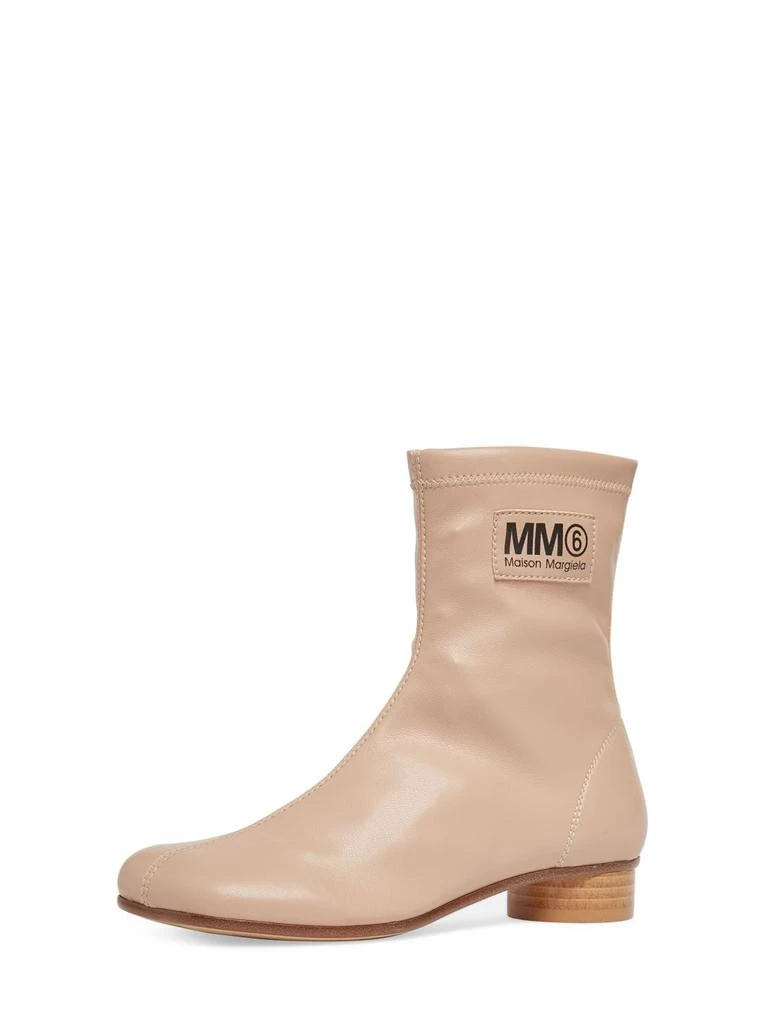 商品MM6|Faux Leather Ankle Boots W/logo,价格¥2265,第1张图片