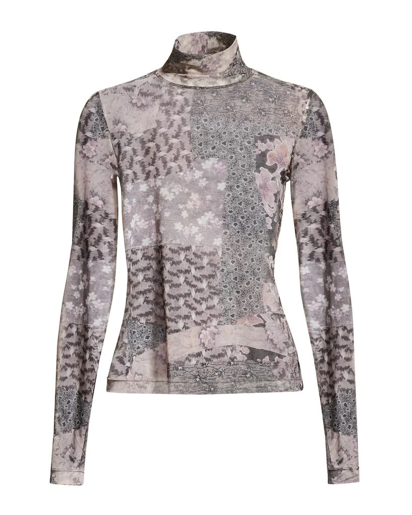 商品ROSETTA GETTY|Patchwork-Print Mesh Turtleneck T-Shirt,价格¥937,第2张图片详细描述