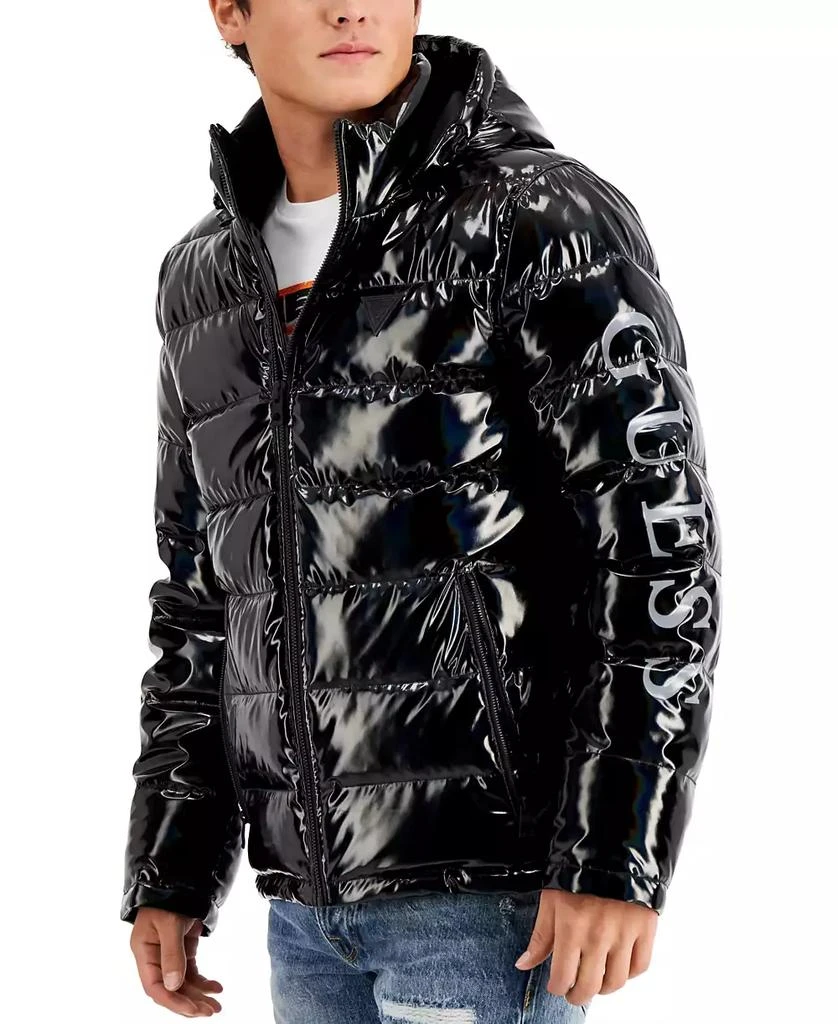 商品GUESS|Men's Holographic Hooded Puffer Jacket,价格¥683,第3张图片详细描述