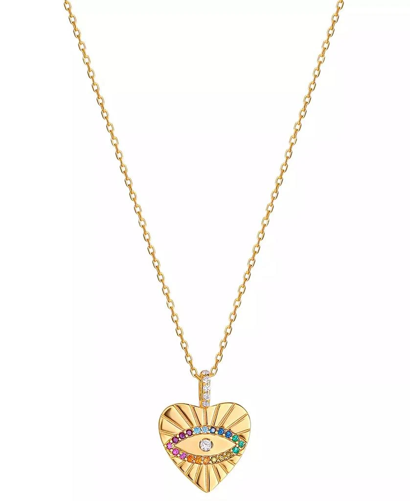 商品Giani Bernini|Multicolor Cubic Zirconia Evil Eye Heart Pendant Necklace in 18k Gold-Plated Sterling Silver, 16" + 2" extender, Created for Macy's,价格¥649,第3张图片详细描述