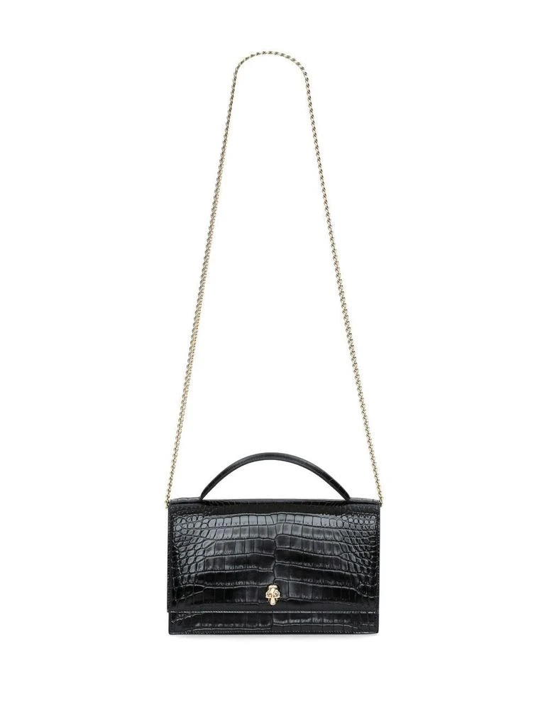 商品Alexander McQueen|ALEXANDER MCQUEEN - Skull Embossed Croc Leather Top Handle Bag,价格¥8074,第2张图片详细描述