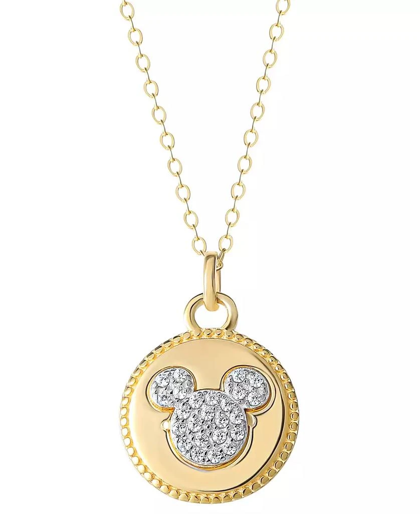 商品Disney|Cubic Zirconia Mickey Mouse Disc 18" Pendant Necklace in 18k Gold-Plated Sterling Silver,价格¥260,第1张图片