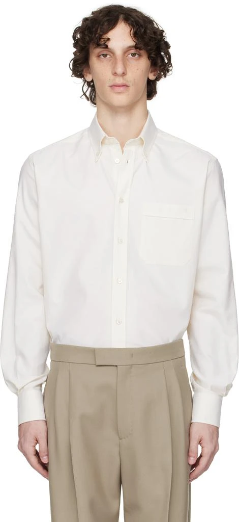 商品Valentino|Off-White Cotton Oxford Slim Fit VLogo Shirt,价格¥7771,第1张图片