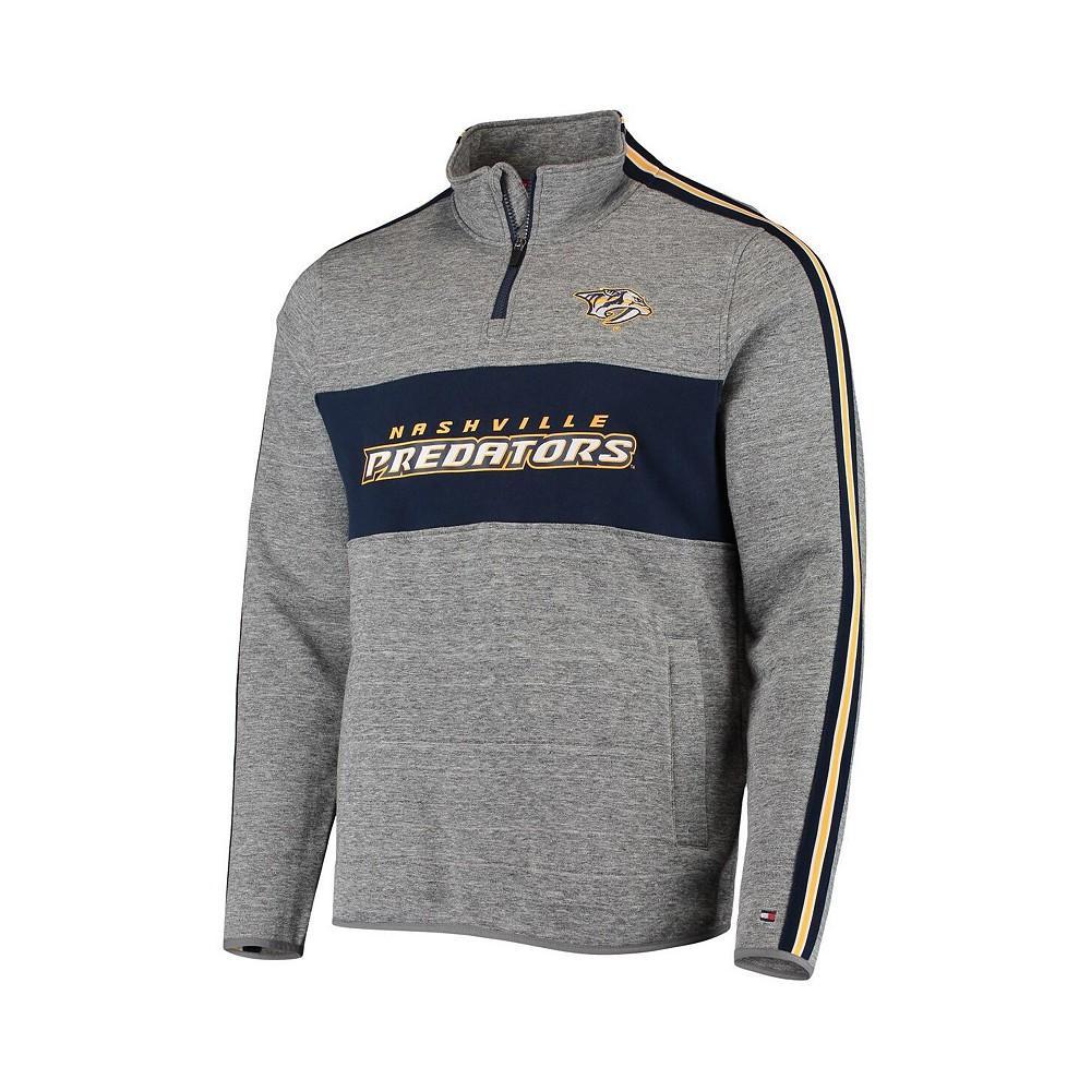 商品Tommy Hilfiger|Men's Heathered Gray Nashville Predators Mario Quarter-Zip Jacket,价格¥644,第4张图片详细描述