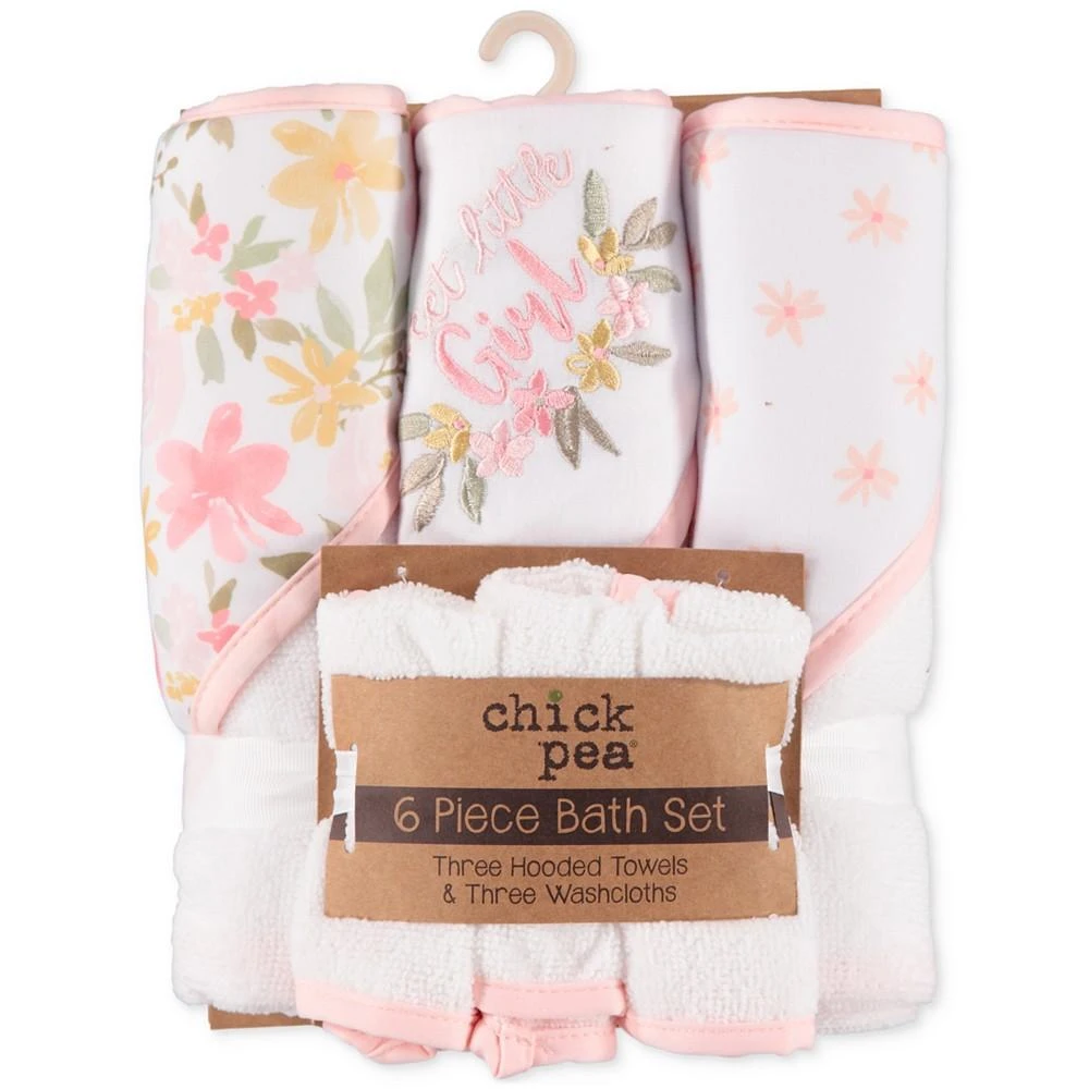 Baby Girls Hooded Bath Towel and Washcloth, 6 Piece Set 商品