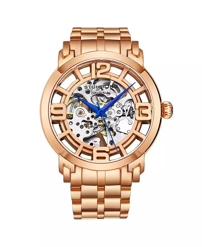 商品Stuhrling|Men's Rose Gold Stainless Steel Bracelet Watch 44mm,价格¥1770,第1张图片