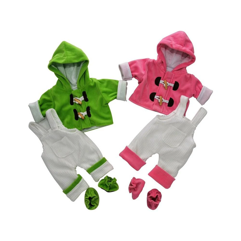 Set of Two Complete Bitty 15" Baby Doll Twin Overall Outfits 商品