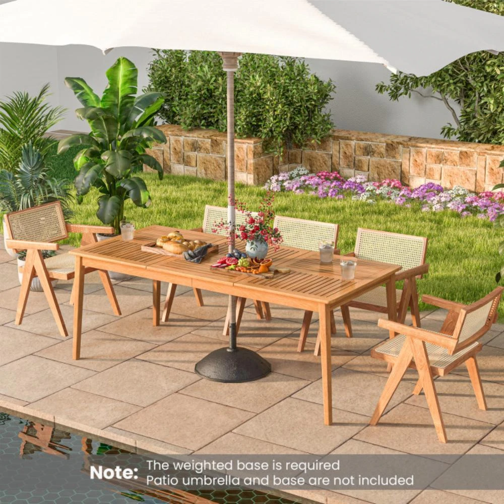 商品Hivvago|8-Person Outdoor Acacia Wood Dining Rectangular Bistro Table with Umbrella Hole,价格¥2508,第3张图片详细描述
