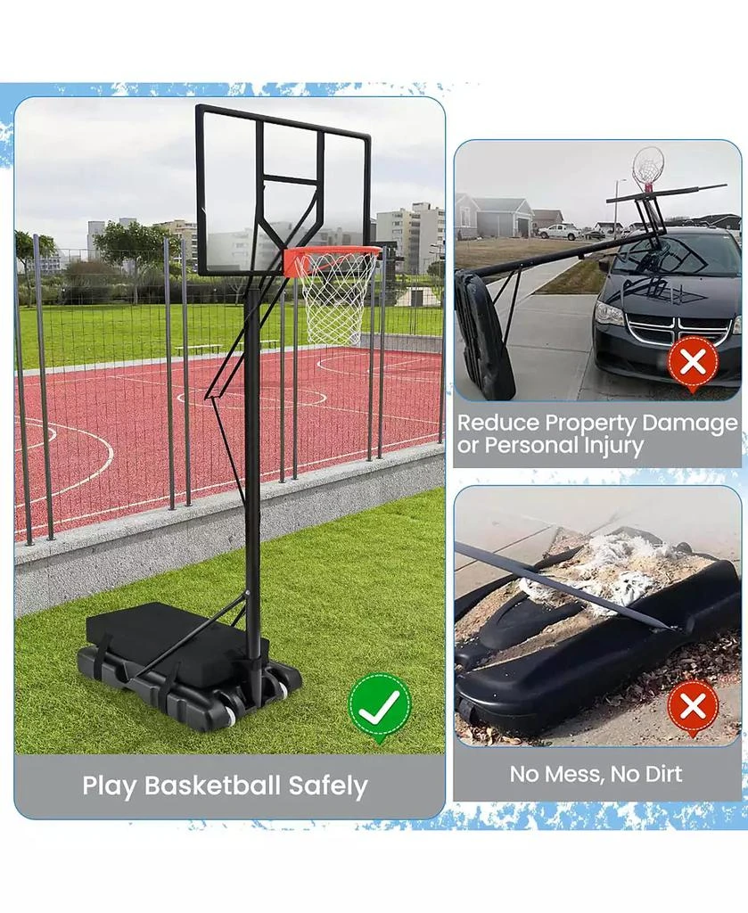 Portable Basketball Hoop Stand Adjustable Height with Shatterproof Sandbag Wheels 商品