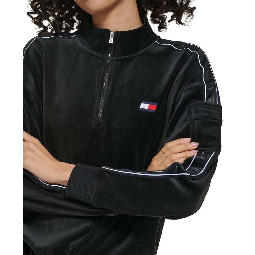 商品Tommy Hilfiger|Women's Velour Cropped Half-Zip Pullover,价格¥256,第7张图片详细描述