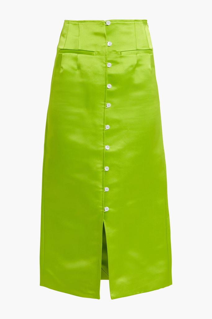 Button-detailed silk-satin midi skirt商品第1张图片规格展示