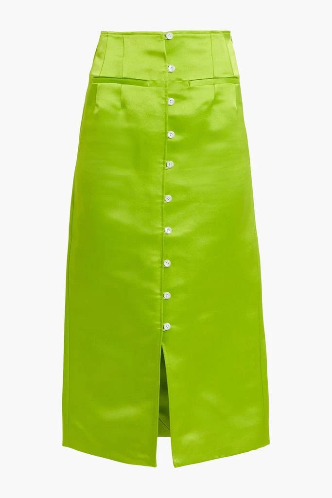 商品Rosie Assoulin|Button-detailed silk-satin midi skirt,价格¥3371,第1张图片