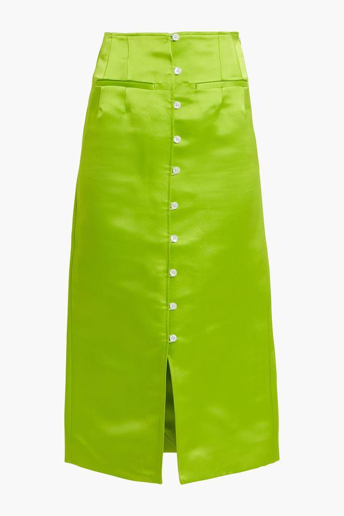 商品Rosie Assoulin|Button-detailed silk-satin midi skirt,价格¥3342,第1张图片
