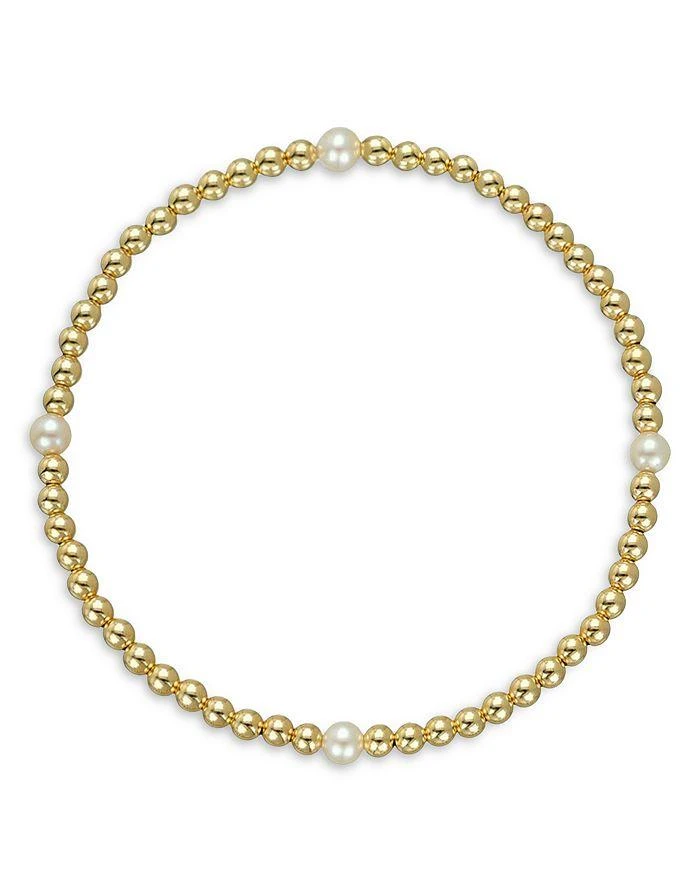 商品Zoe Lev|14K Yellow Gold Cultured Freshwater Pearl Station Beaded Stretch Bracelet,价格¥2097,第1张图片详细描述