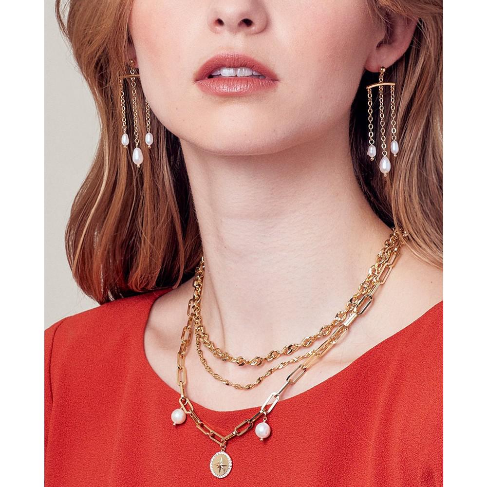 Women's Chains and Pearls Chandelier Drop Earrings商品第3张图片规格展示