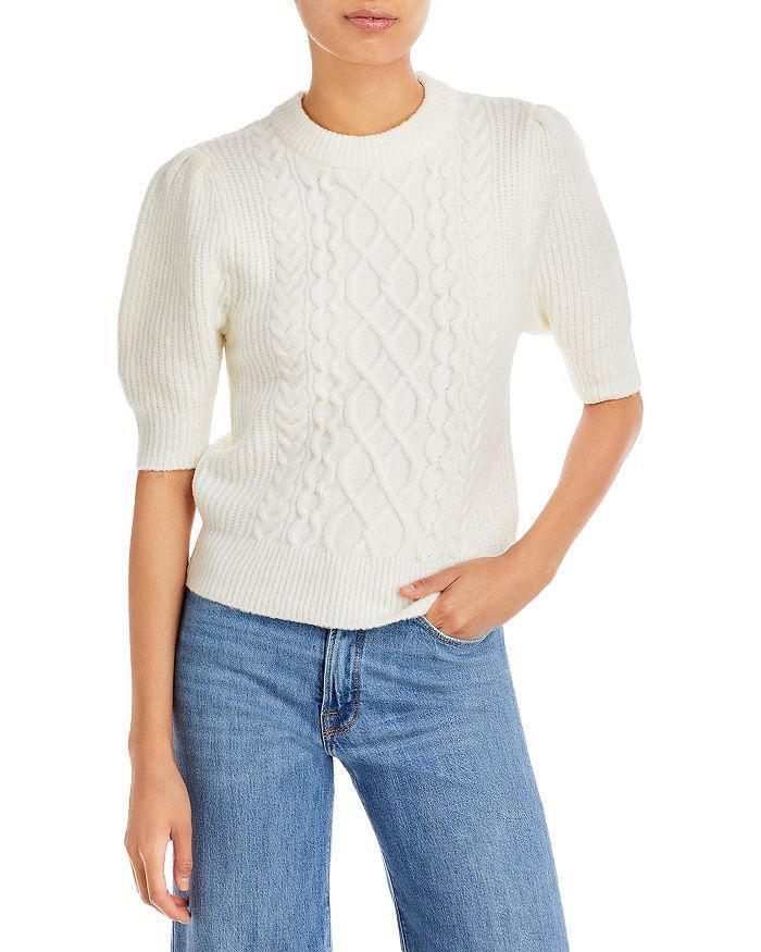 商品AQUA|Elbow Puff Sleeve Cable Knit Sweater - 100% Exclusive,价格¥575,第3张图片详细描述