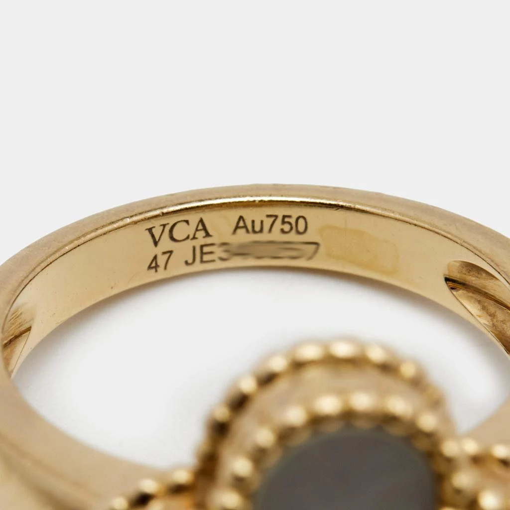 Van Cleef & Arpels Vintage Alhambra Mother of Pearl Diamond 18k Yellow Gold Ring Size 47 商品