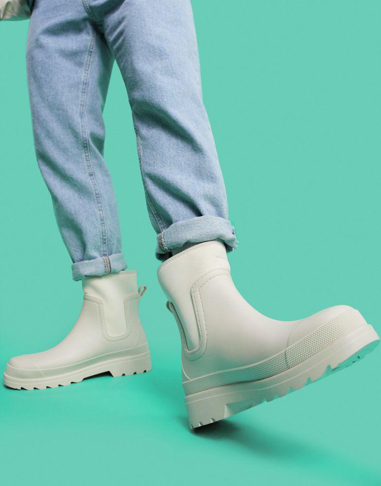 ASOS DESIGN ankle length wellington boot in beige商品第2张图片规格展示