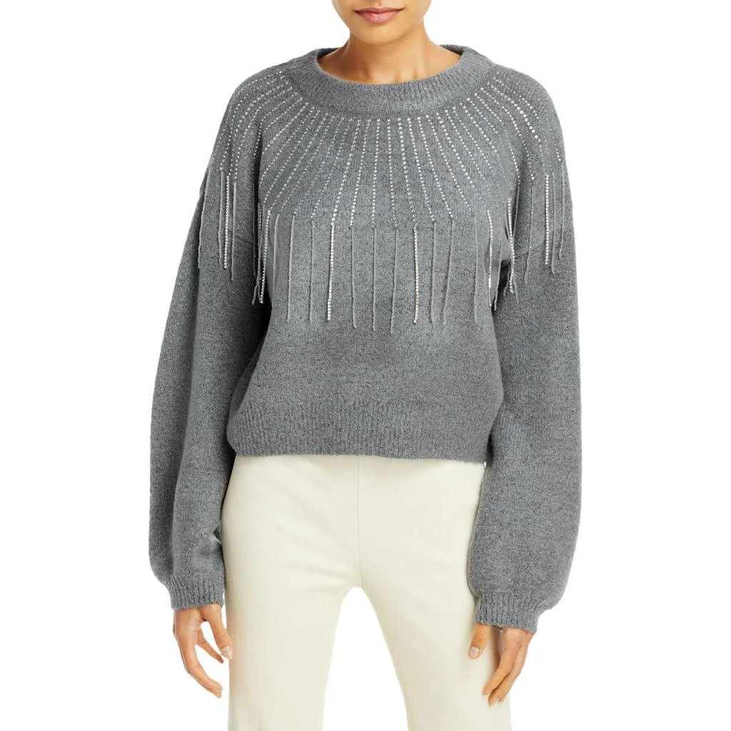 商品AQUA|Aqua Womens Knit Embellished Crewneck Sweater,价格¥116,第1张图片