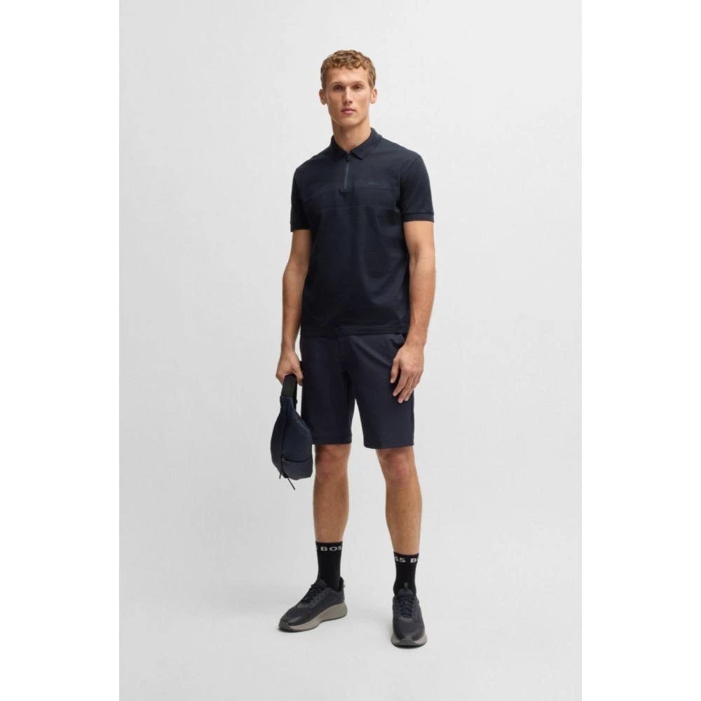 商品Hugo Boss|Structured-cotton polo shirt with zip neck,价格¥1017,第2张图片详细描述
