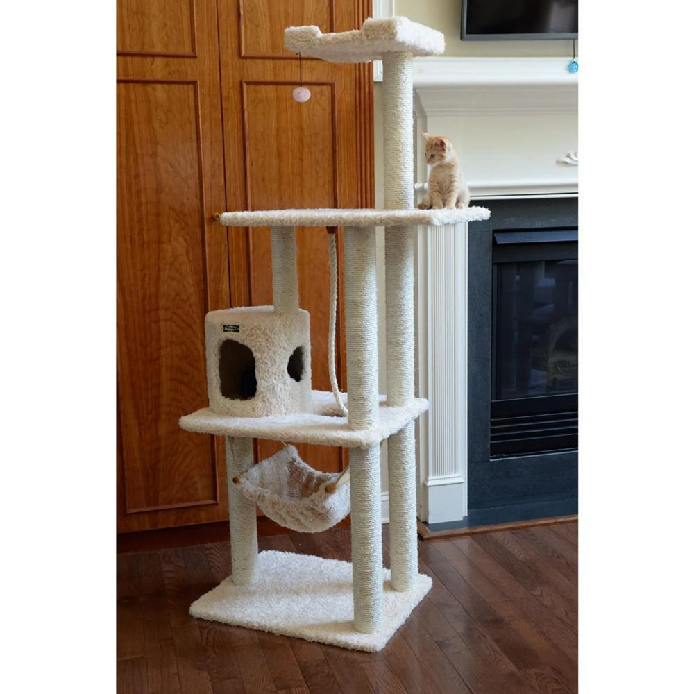 商品Macy's|70" Real Wood, Ultra Thick Faux Fur Covered Cat Condo,价格¥2073,第2张图片详细描述