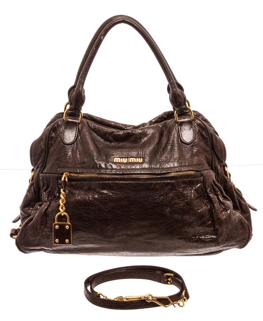 Miu Miu Black Leather Two Way Bag Shoulder bag商品第1张图片规格展示