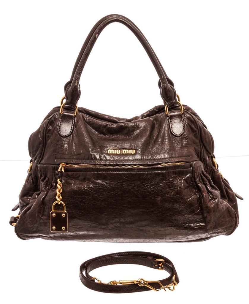 商品[二手商品] Miu Miu|Miu Miu Black Leather Two Way Bag Shoulder bag,价格¥5069,第1张图片