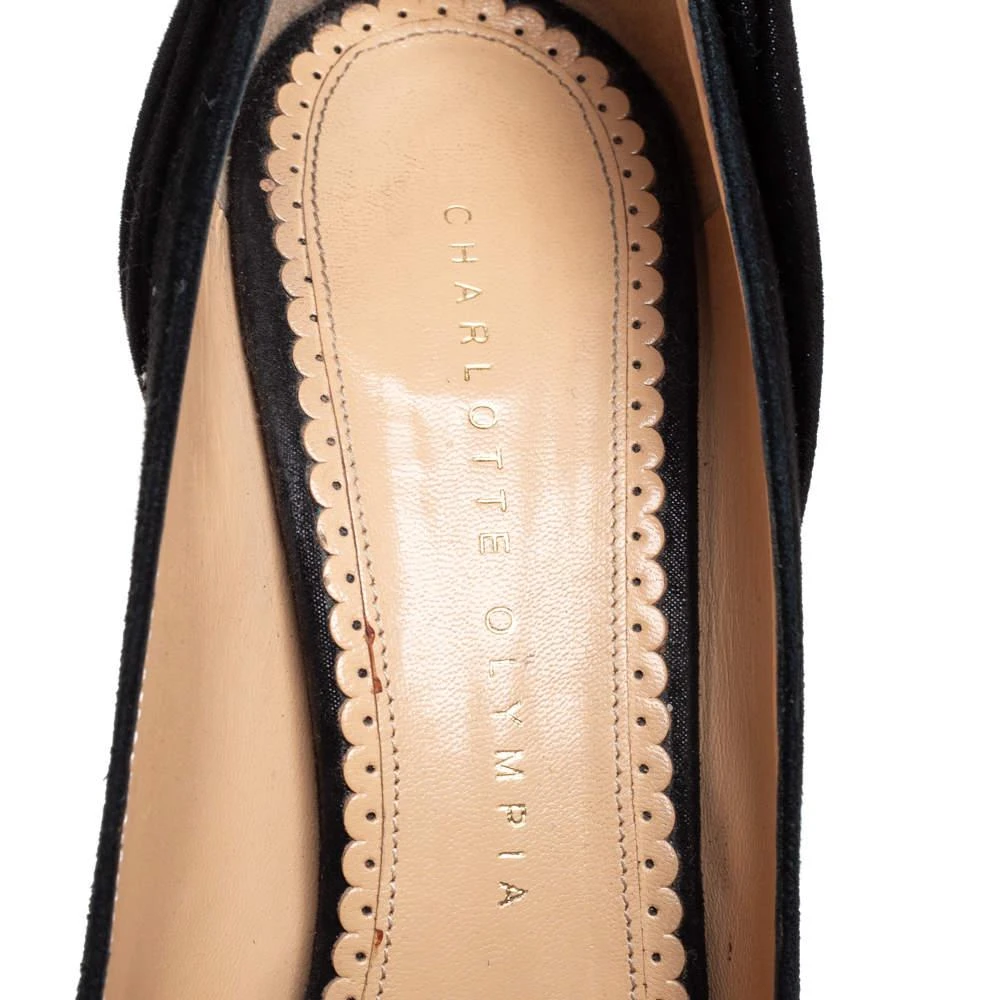 Charlotte Olympia Black Suede And Fabric Eccentric Josephine Knot Detail Platform Pumps Size 37 商品