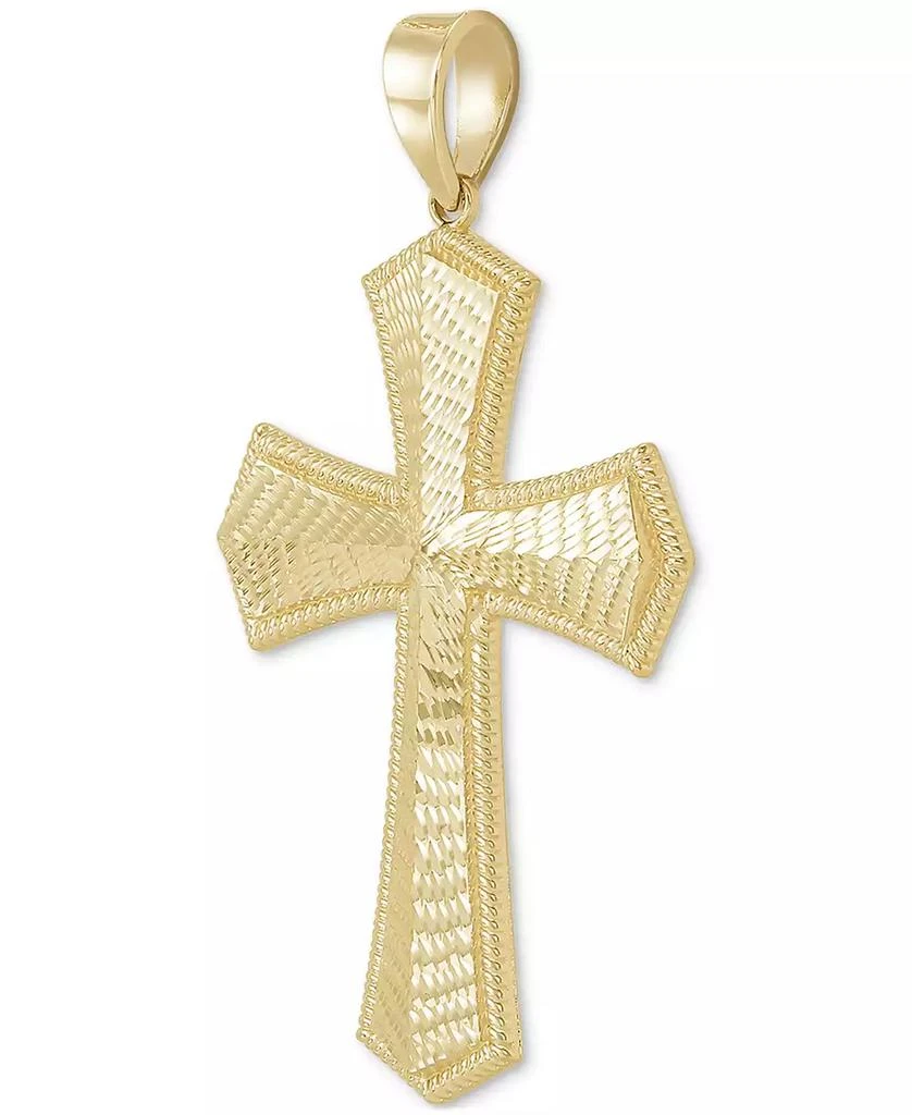 商品Macy's|Men's Textured Raised Border Cross Pendant in 10k Gold,价格¥3541,第2张图片详细描述