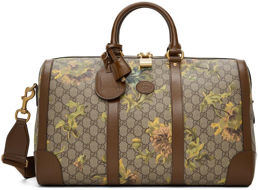 商品Gucci|棕色 GG Carnation Print 行李包,价格¥25976,第1张图片