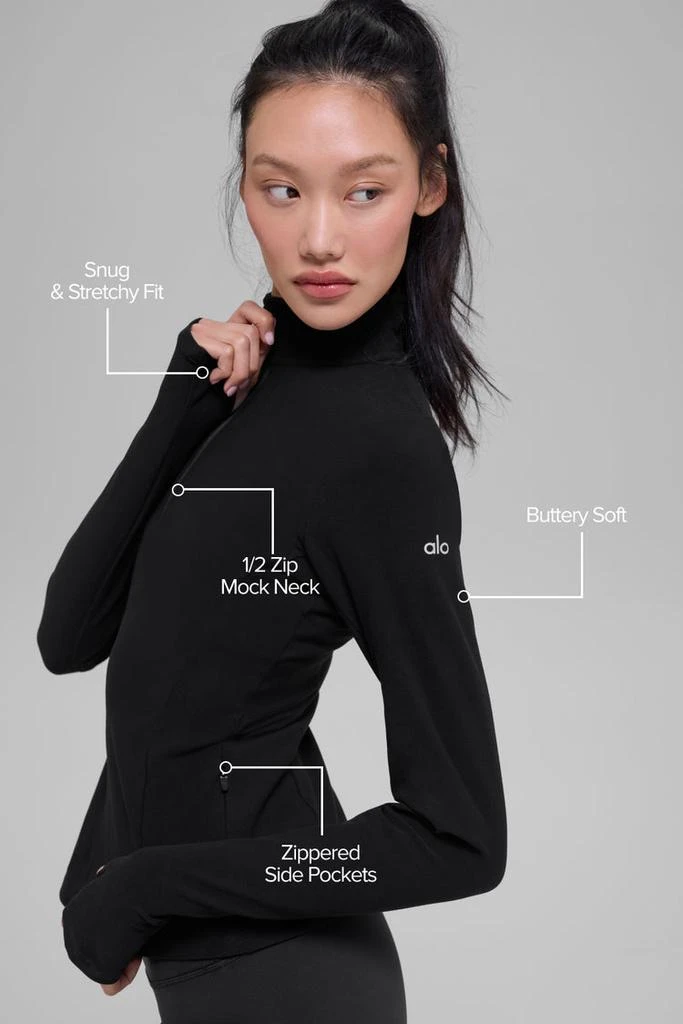 商品Alo|Alosoft 1/2 Zip Rapid Pullover - White,价格¥823,第2张图片详细描述