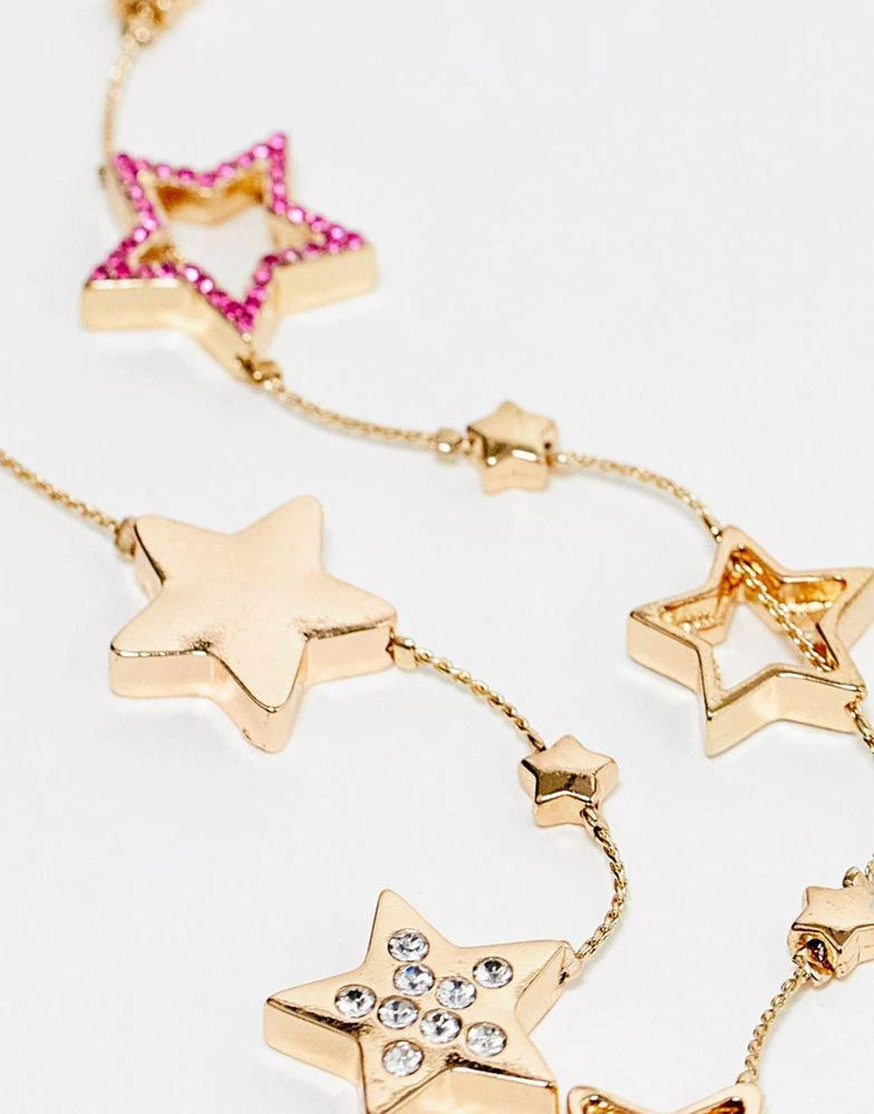 商品Reclaimed Vintage|Reclaimed Vintage colourful star necklace in gold,价格¥142,第4张图片详细描述