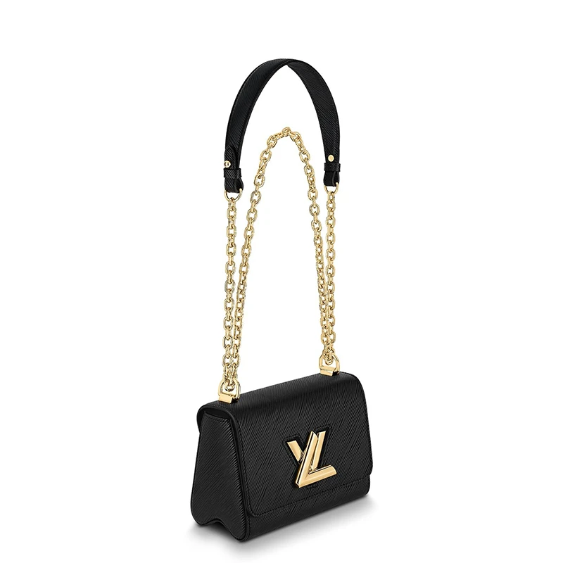 预售10天 Louis Vuitton/路易威登 经典款TWIST系列 女士小号黑色水波纹牛皮革旋转徽标金扣翻盖开合单肩斜挎链条包M80835 商品