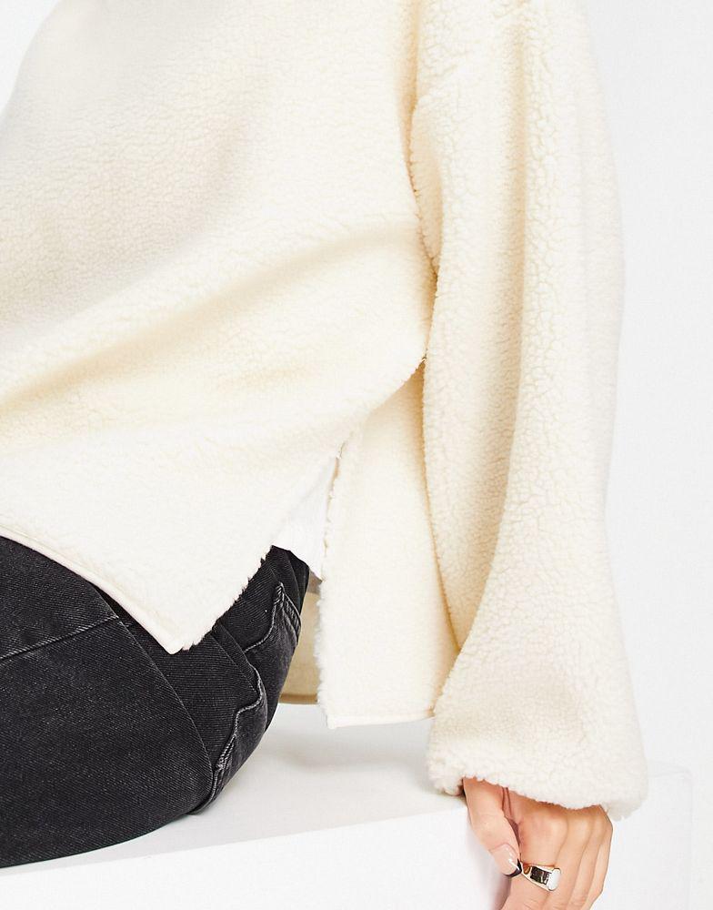 商品ASOS|ASOS DESIGN borg fleece sweatshirt in cream,价格¥254,第5张图片详细描述