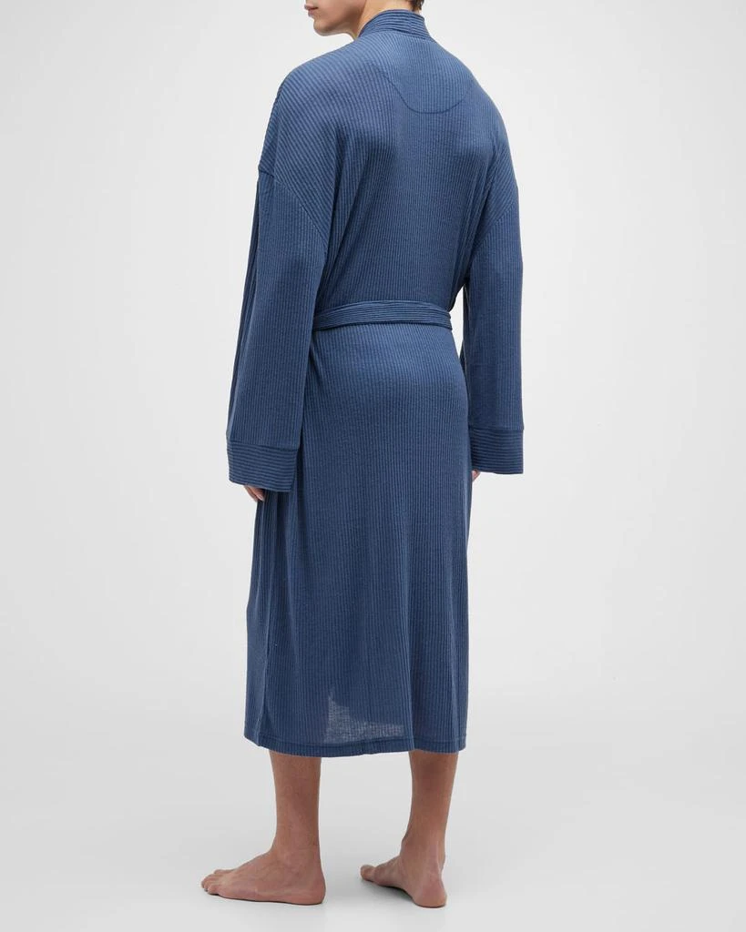 商品Majestic International|Men's Soho Rib-Knit Kimono Robe,价格¥899,第4张图片详细描述