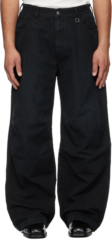 Navy 3D Wide Dyed Jeans image 2