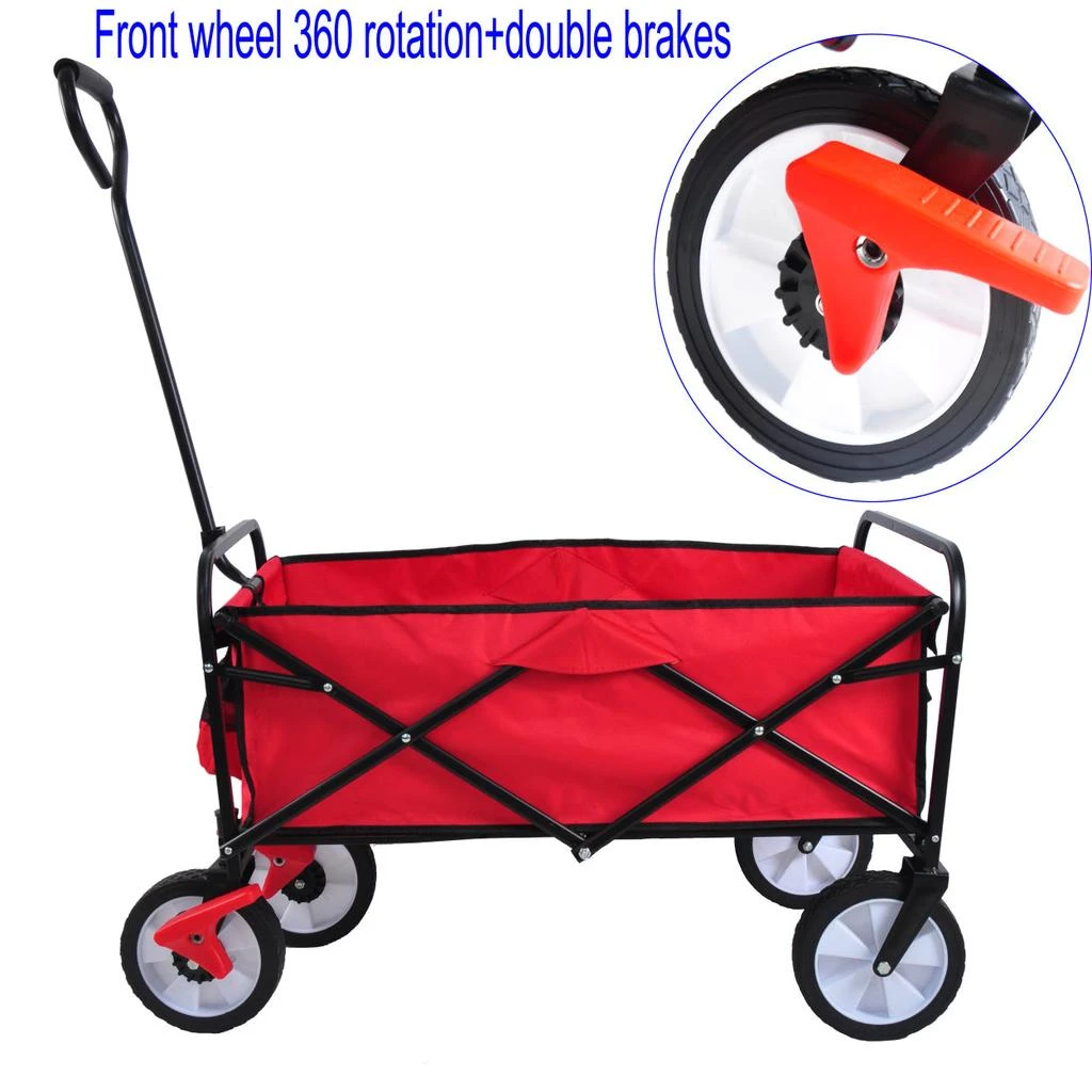 商品Simplie Fun|Folding Wagon Garden Shopping Beach Cart (Red),价格¥1011,第2张图片详细描述