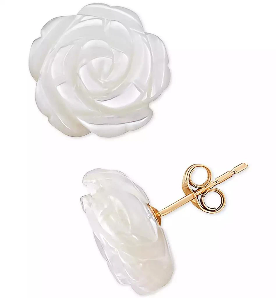 商品Macy's|Mother-of-Pearl Flower Stud Earrings in 10k Gold,价格¥281,第1张图片