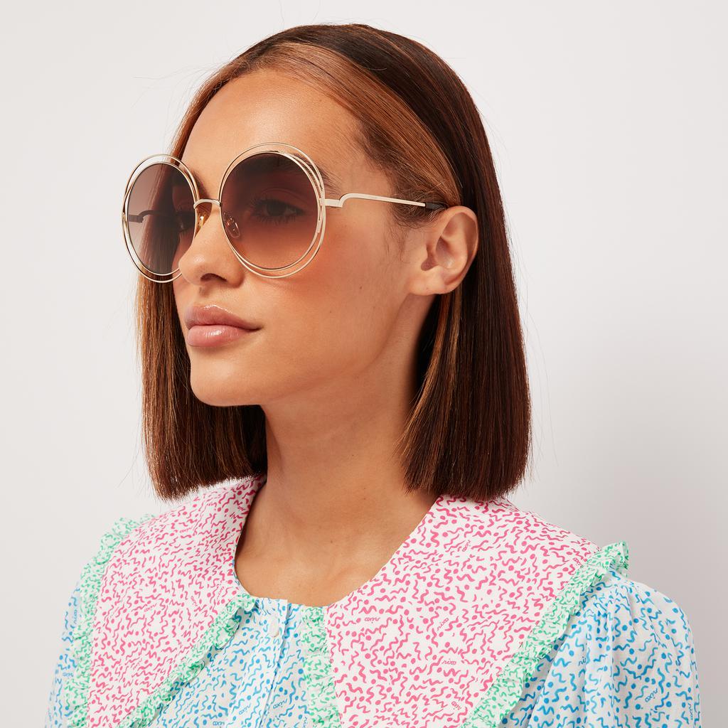 商品Chloé|Chloé Women's Carlina Oversized Round Sunglasses,价格¥2655,第4张图片详细描述