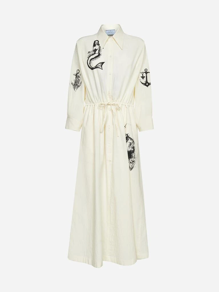 商品Prada|Printed cotton shirt dress,价格¥16637,第1张图片