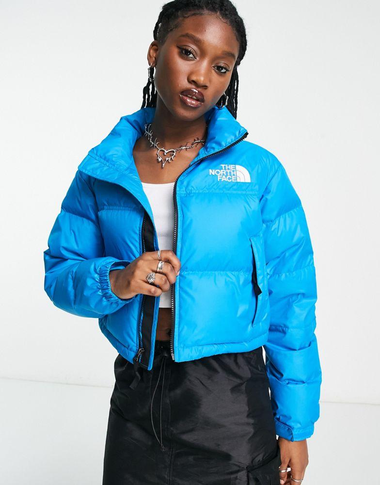 The North Face Nuptse cropped down jacket in bright blue商品第1张图片规格展示