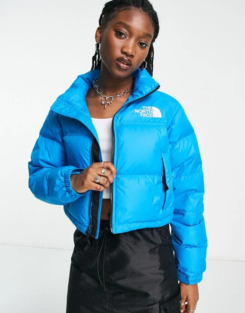 商品The North Face|The North Face Nuptse cropped down jacket in bright blue,价格¥1216,第1张图片