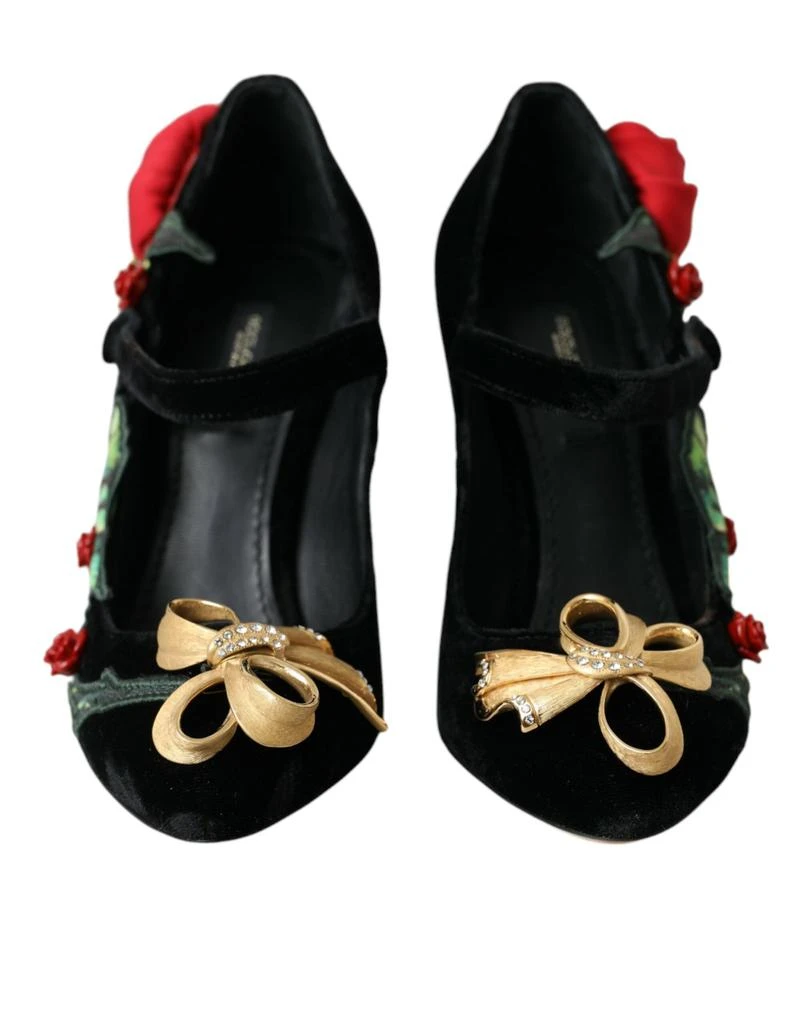 商品Dolce & Gabbana|Black Roses Crystal Brooch Mary Jane Shoes,价格¥4600,第2张图片详细描述