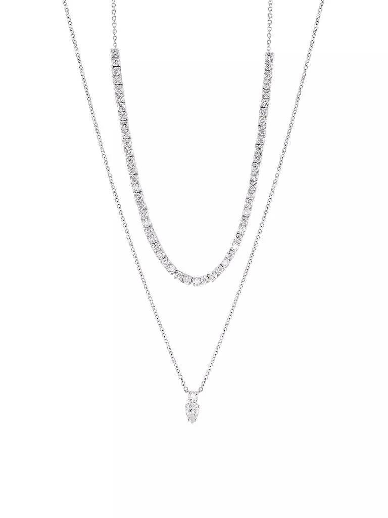 商品Adriana Orsini|Loveall 18K-White-Gold-Plated & Cubic Zirconia Double-Chain Necklace,价格¥2212,第1张图片