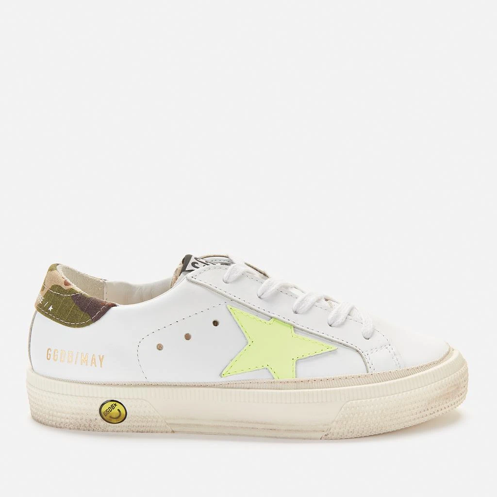 商品Golden Goose|Golden Goose Kids' Leather Upper Star And Heel Trainers - White/Fluo Yellow/Green Camouflage,价格¥780,第1张图片